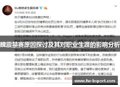 魏震禁赛原因探讨及其对职业生涯的影响分析